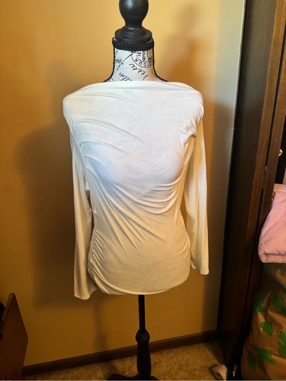 White Long-Sleeve Women's Boatneck Top